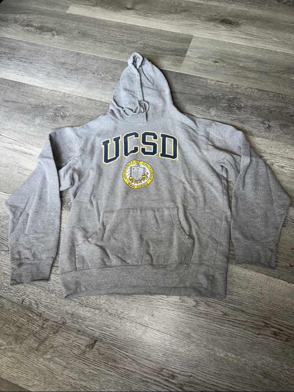 UCSD Gray Hooded Sweatshirt with Seal - Men’s Hoodie